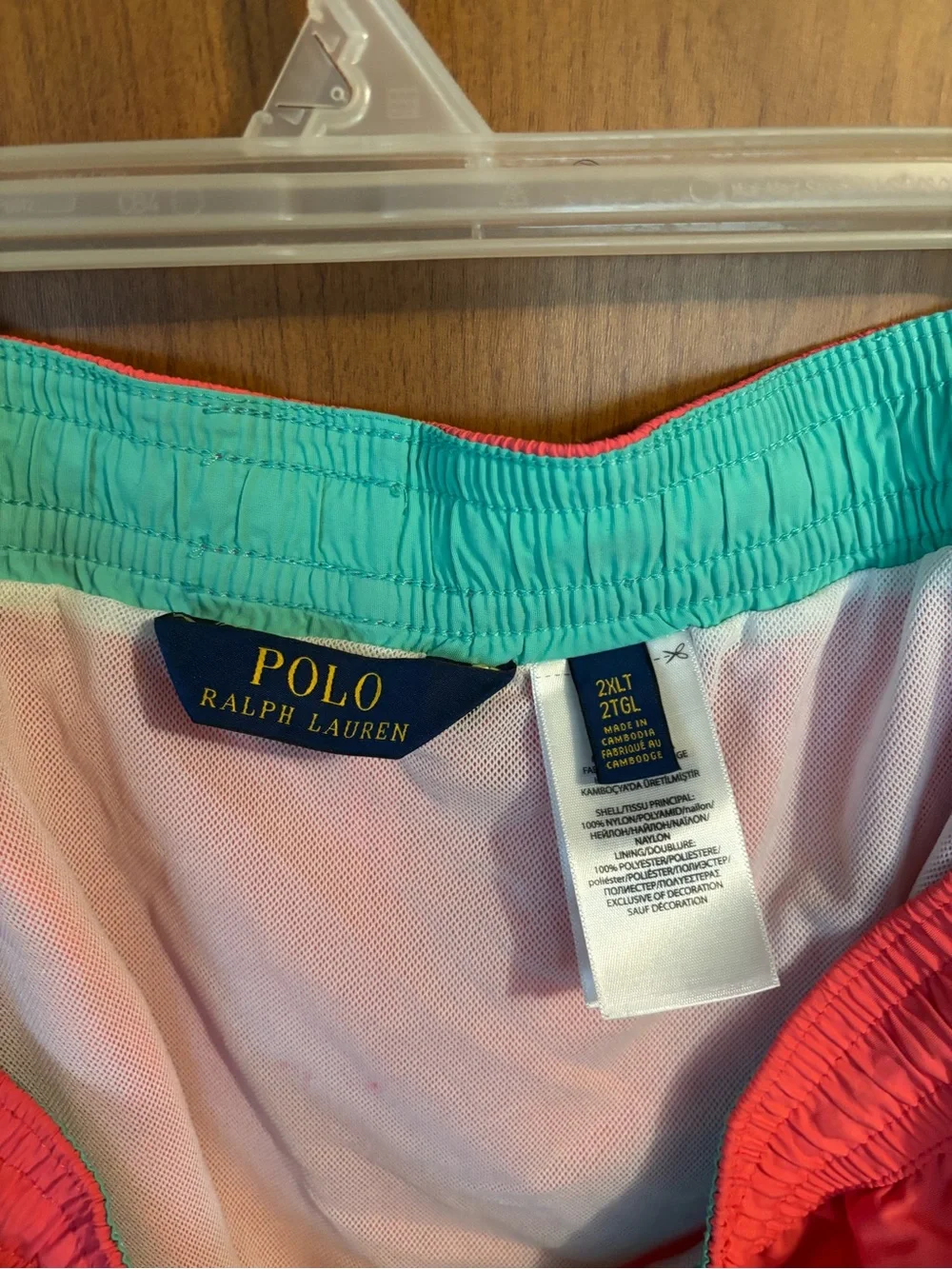 0-1 Polo by Ralph Lauren Coral-Pink Drawstring Swim Trunks